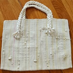 Handcrafted Yellow, Cream, and Pink Tote Bag